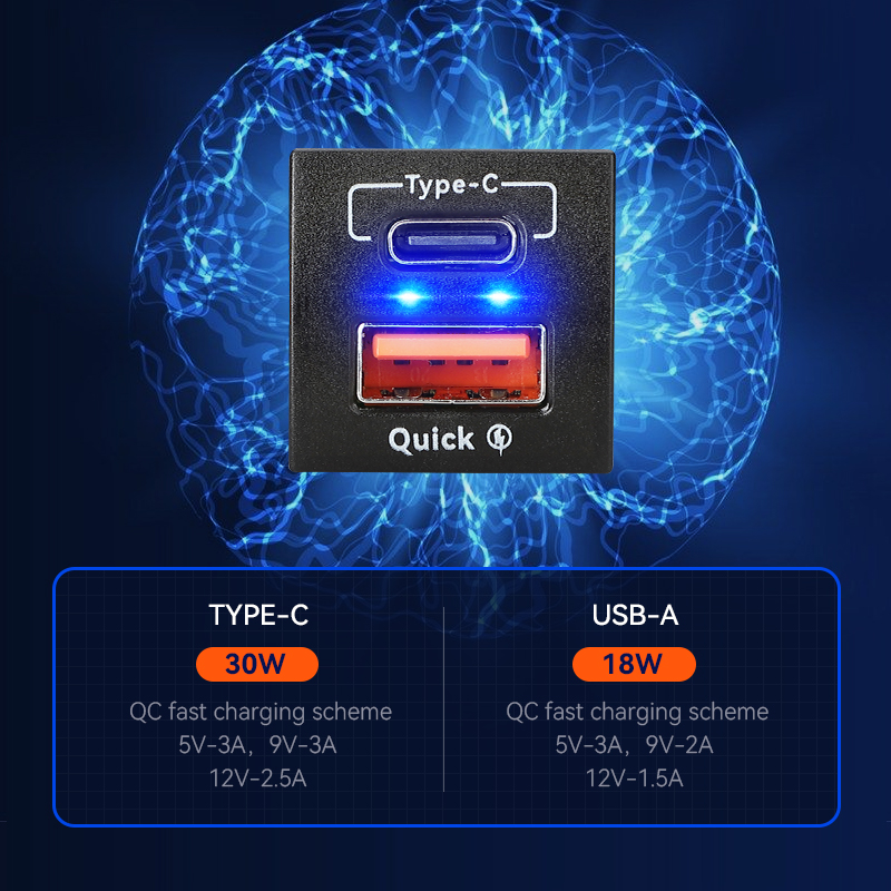 48W Fast Charger QC3.0 USB Typ - Car Accessories Qc recension och pris