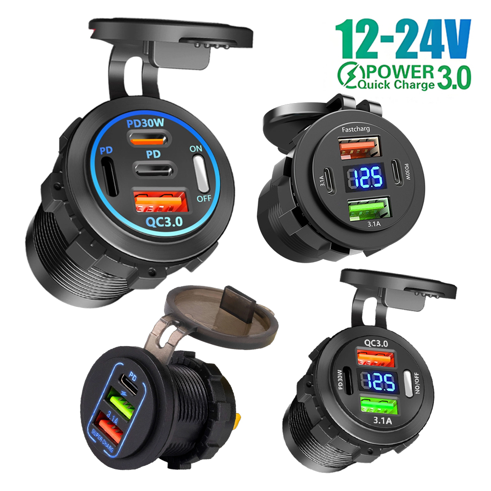12V QC3.0 USB-C Outlet Socket  - Car Accessories Qc recension och pris