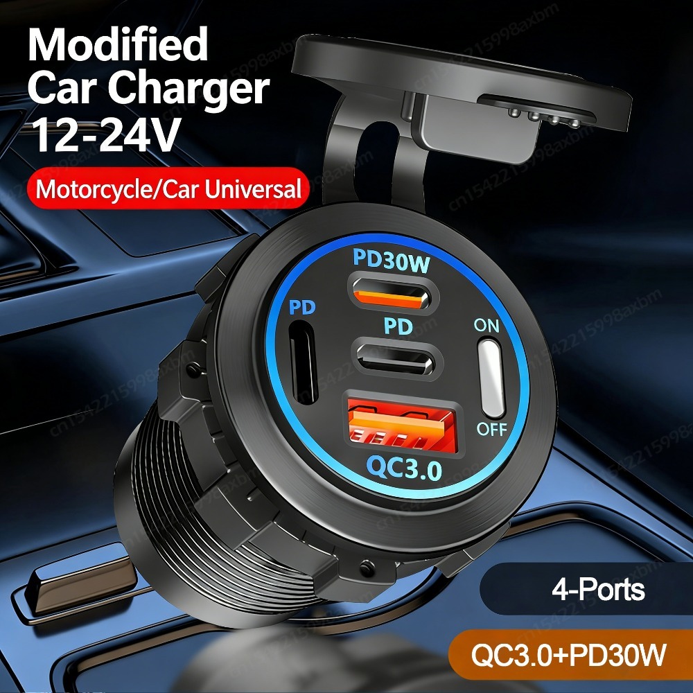 12V QC3.0 USB-C Outlet Socket  - Car Accessories Qc recension och pris