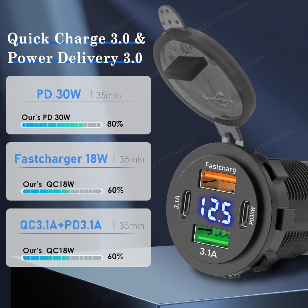 12V QC3.0 USB-C Outlet Socket  - Car Accessories Qc recension och pris