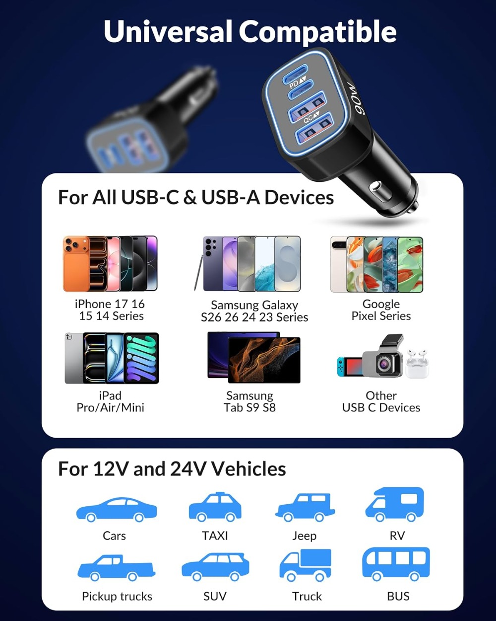 90W 4-Port Fast USB-C Car Char - Car Accessories Qc recension och pris